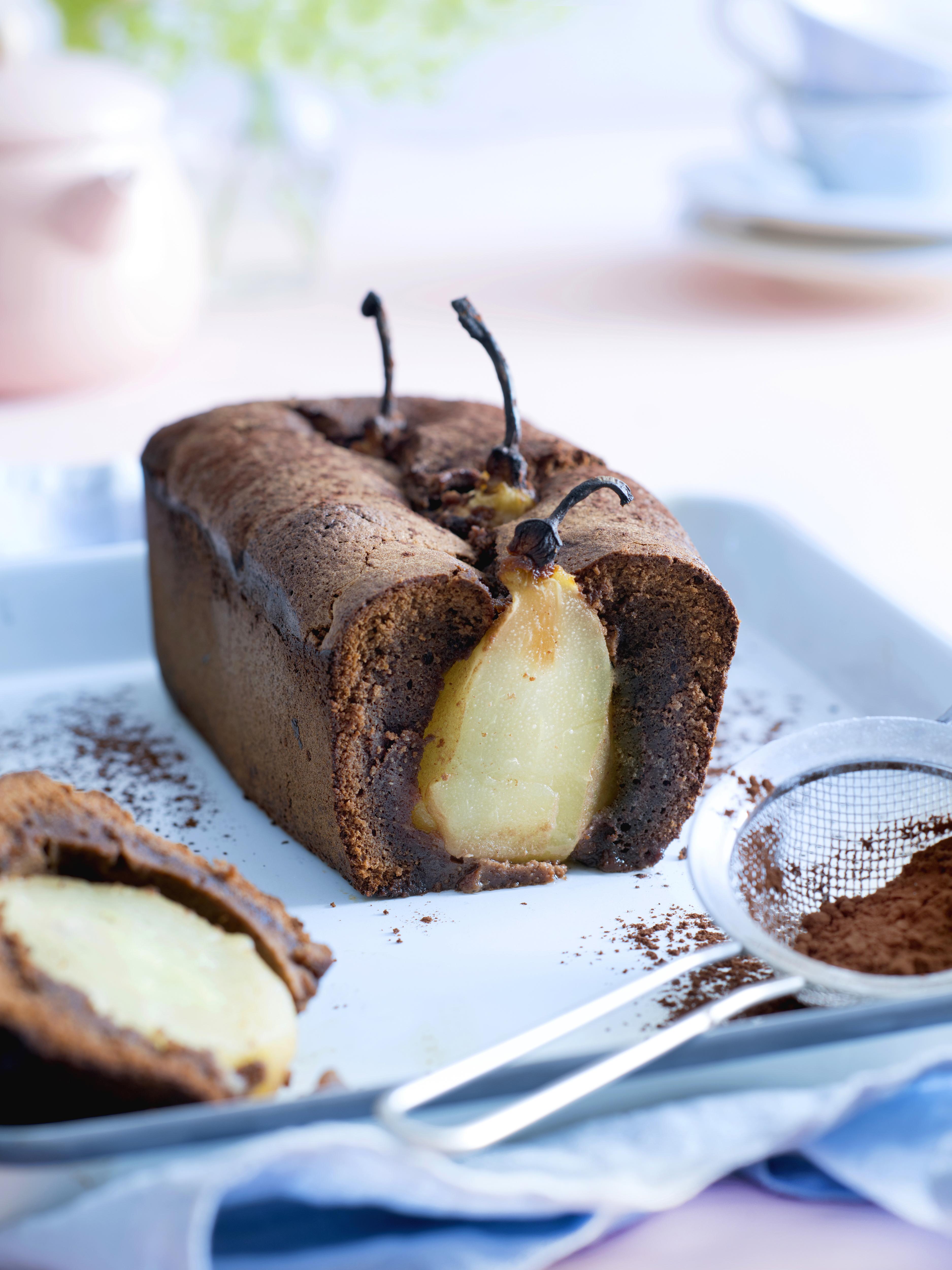 Chocoladecake met peertjes